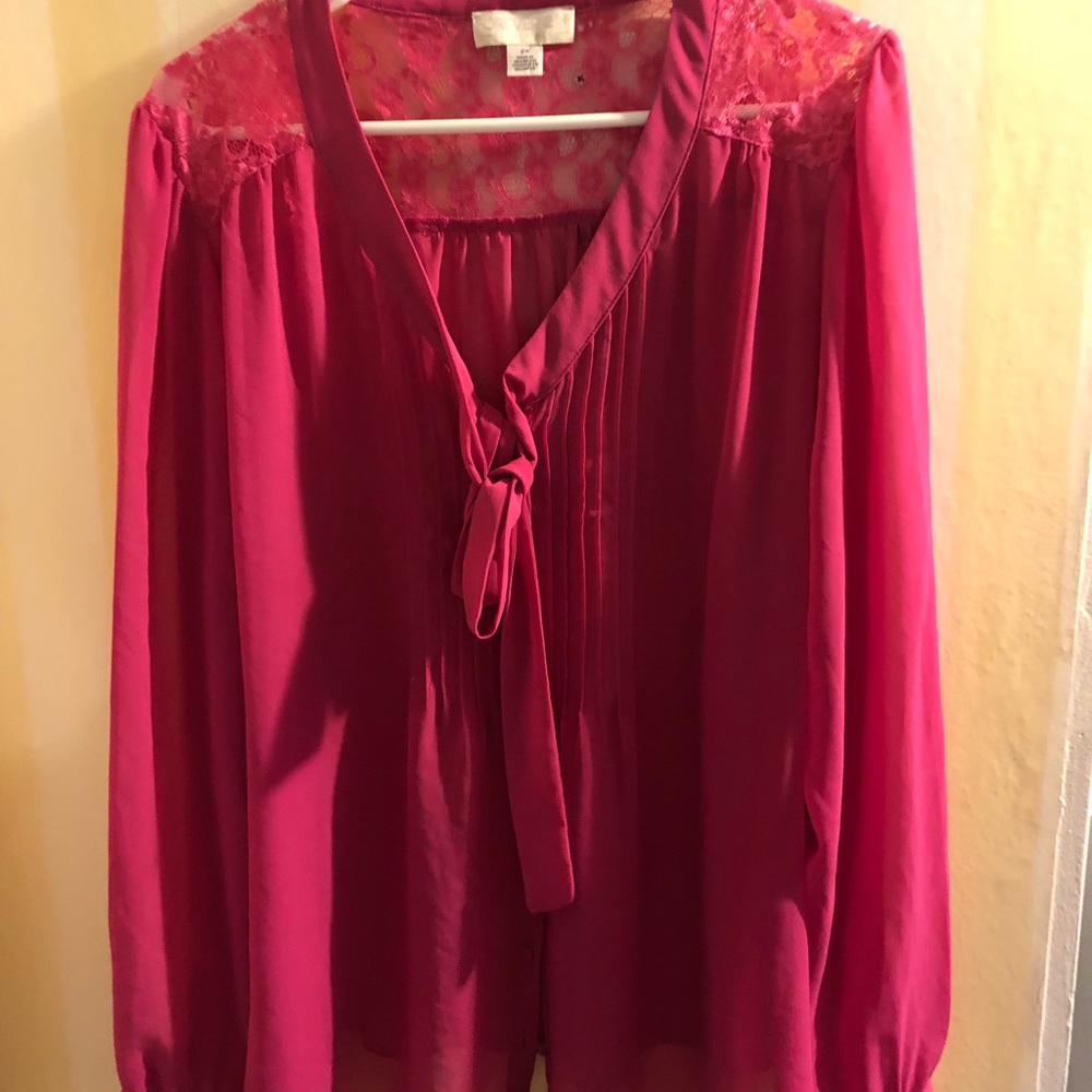 Pink button down blouse